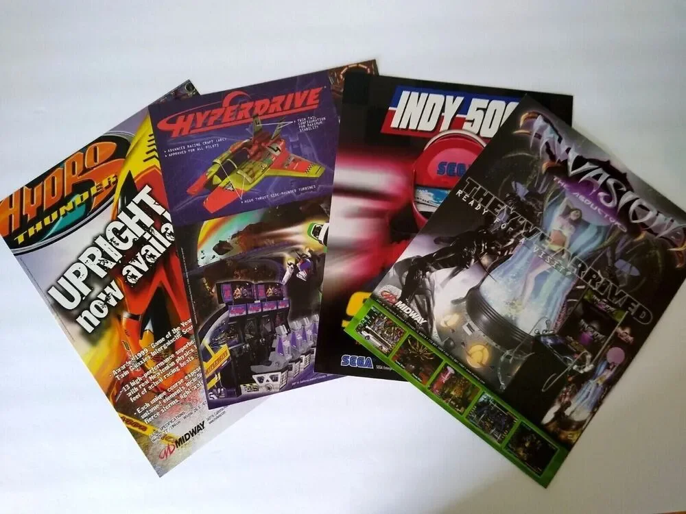Arcade Game Flyers Invasion The Abductors Indy 500 Hyperdrive Hydro Thunder (4)